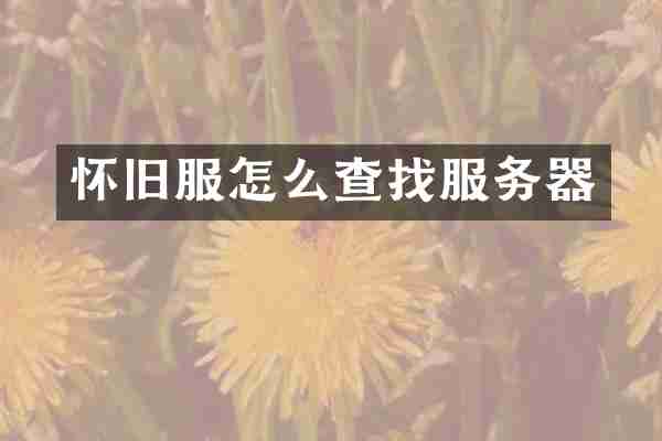怀旧服怎么查找服务器