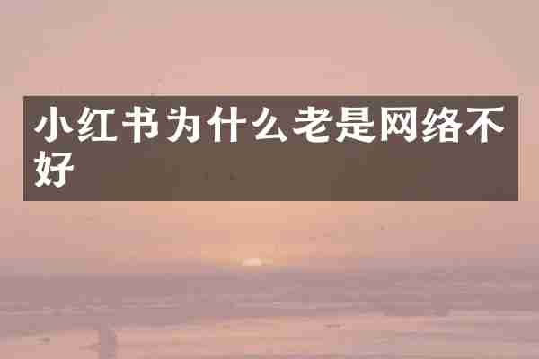 小红书为什么老是网络不好