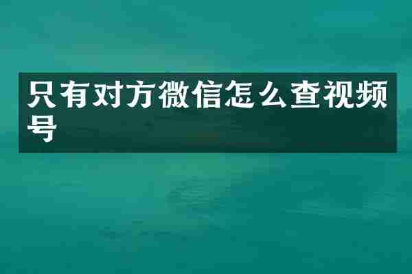 只有对方微信怎么查视频号
