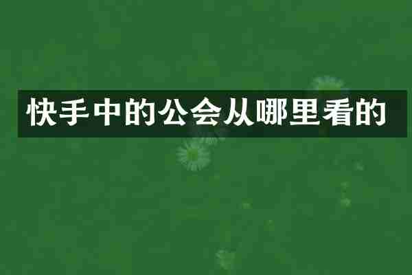 快手中的公会从哪里看的