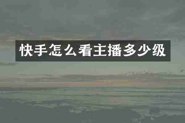 快手怎么看主播多少级