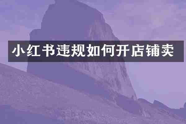 小红书违规如何开店铺卖