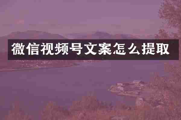 微信视频号文案怎么提取