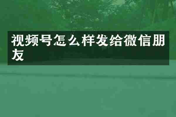 视频号怎么样发给微信朋友
