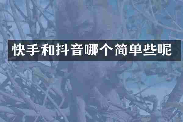 快手和抖音哪个简单些呢