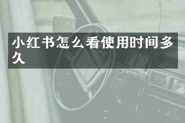 小红书怎么看使用时间多久