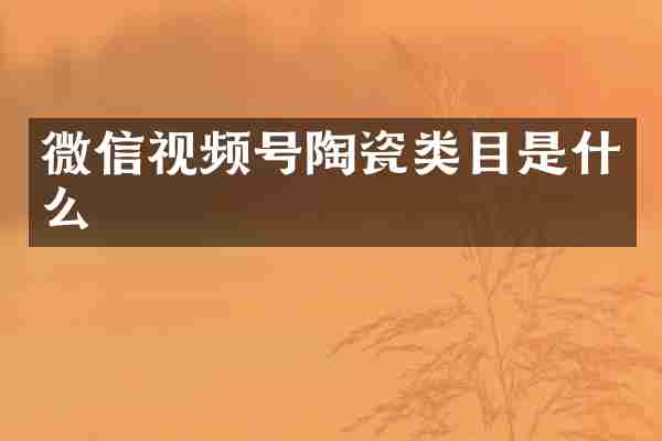 微信视频号陶瓷类目是什么