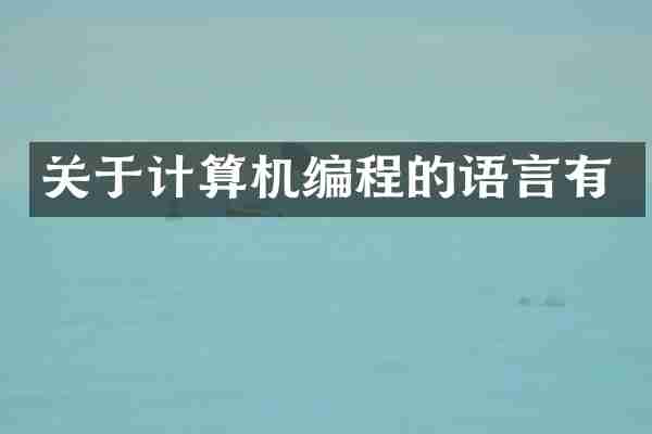 关于计算机编程的语言有