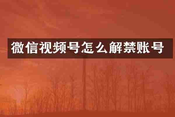 微信视频号怎么解禁账号
