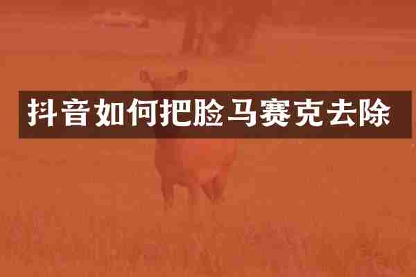 抖音如何把脸马赛克去除