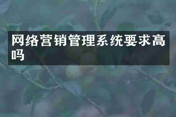 网络营销管理系统要求高吗