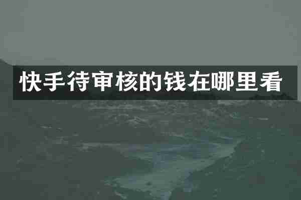 快手待审核的钱在哪里看