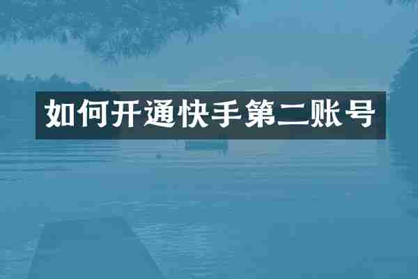 如何开通快手第二账号