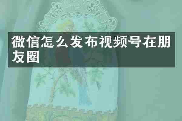 微信怎么发布视频号在朋友圈