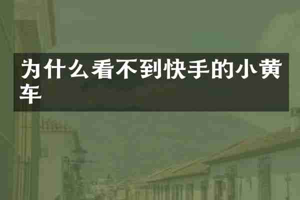 为什么看不到快手的小黄车