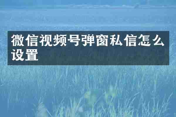 微信视频号弹窗私信怎么设置