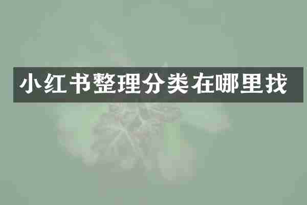 小红书整理分类在哪里找