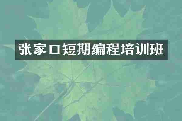 张家口短期编程培训班