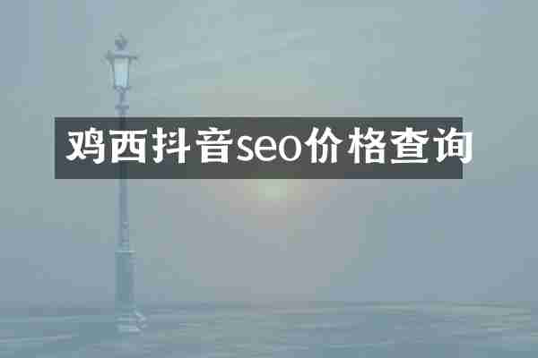 鸡西抖音seo价格查询