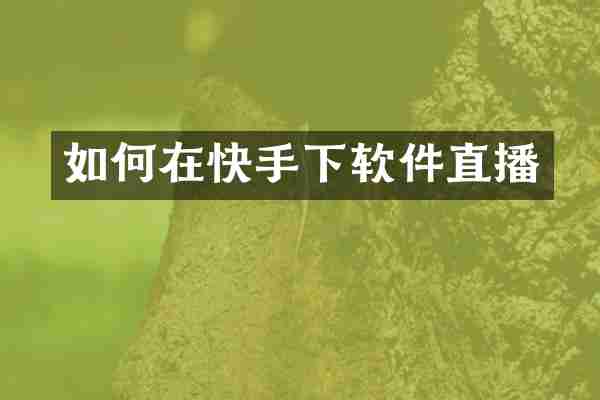如何在快手下软件直播
