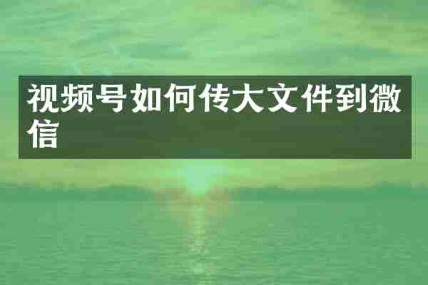 视频号如何传大文件到微信