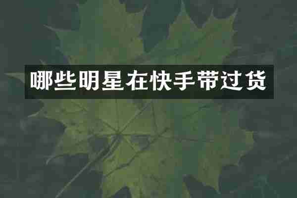 哪些明星在快手带过货