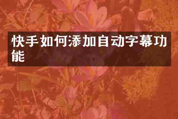 快手如何添加自动字幕功能