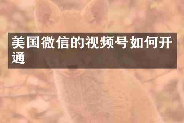 美国微信的视频号如何开通