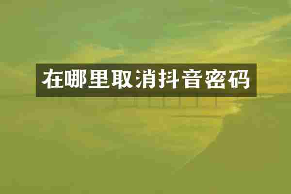 在哪里取消抖音密码