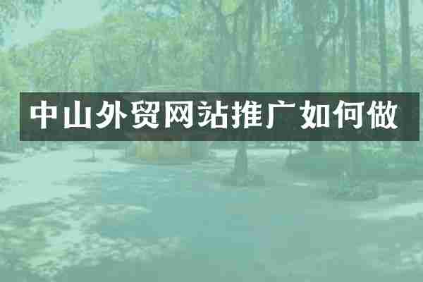 中山外贸网站推广如何做