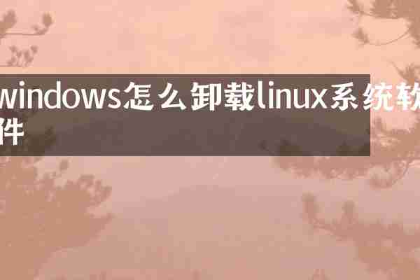 windows怎么卸载linux系统软件