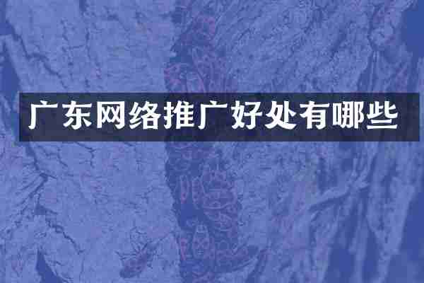广东网络推广好处有哪些
