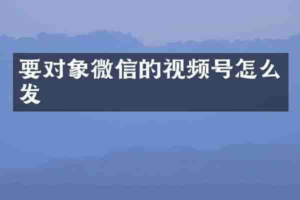 要对象微信的视频号怎么发