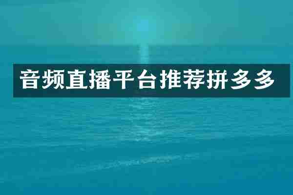音频直播平台推荐拼多多