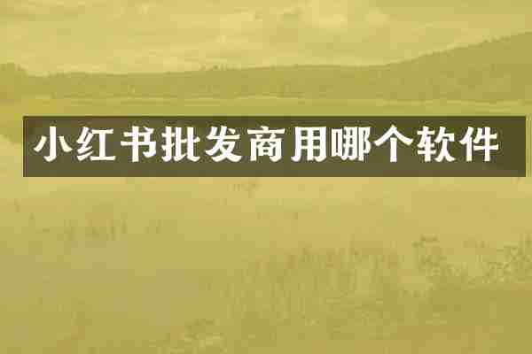 小红书批发商用哪个软件