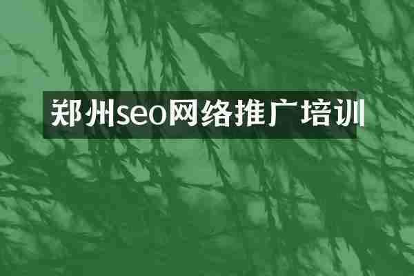 郑州seo网络推广培训
