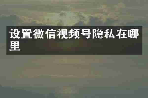 设置微信视频号隐私在哪里
