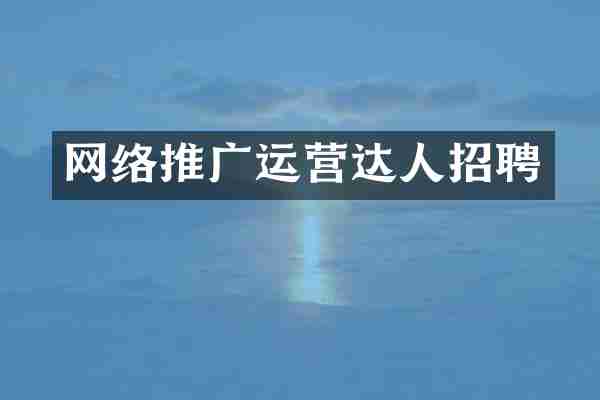 网络推广运营达人招聘