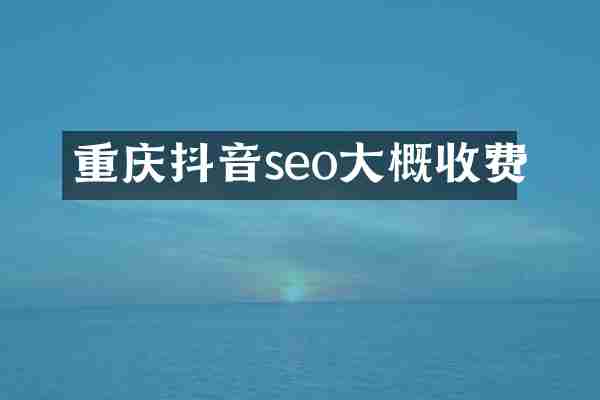重庆抖音seo大概收费
