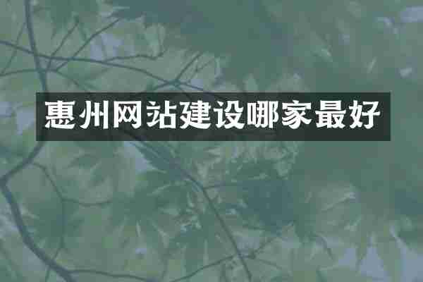 惠州网站建设哪家最好