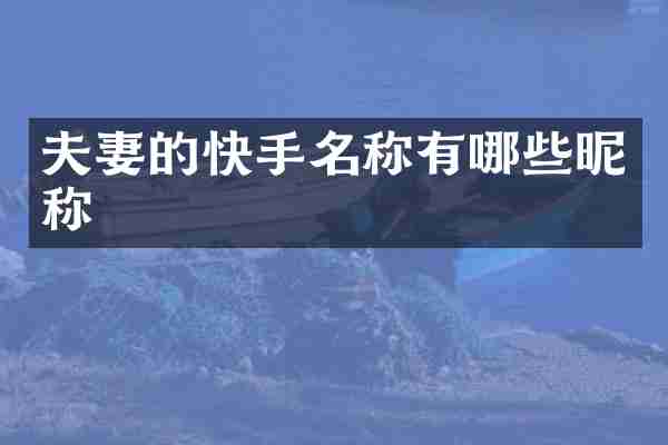 夫妻的快手名称有哪些昵称