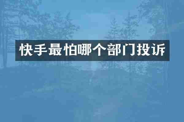快手最怕哪个部门投诉