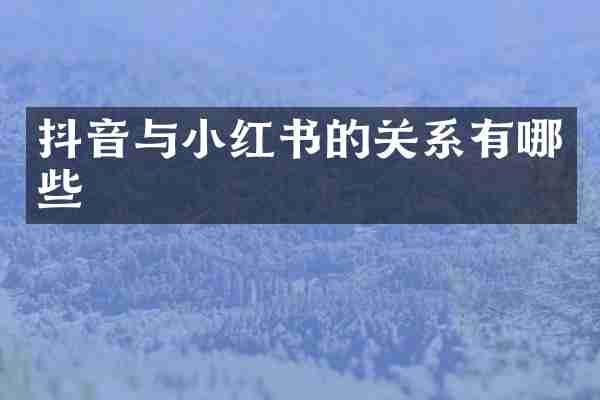 抖音与小红书的关系有哪些