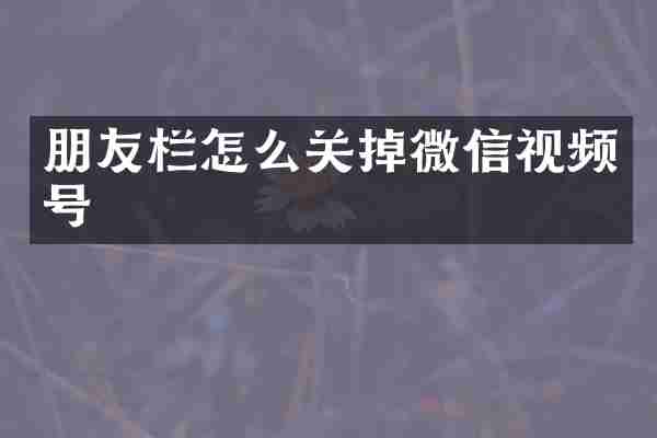 朋友栏怎么关掉微信视频号