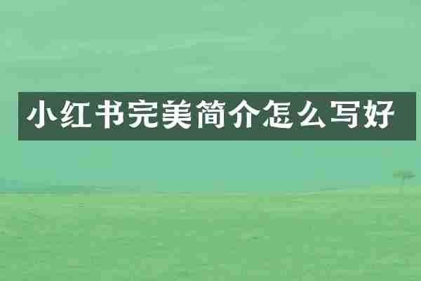 小红书完美简介怎么写好