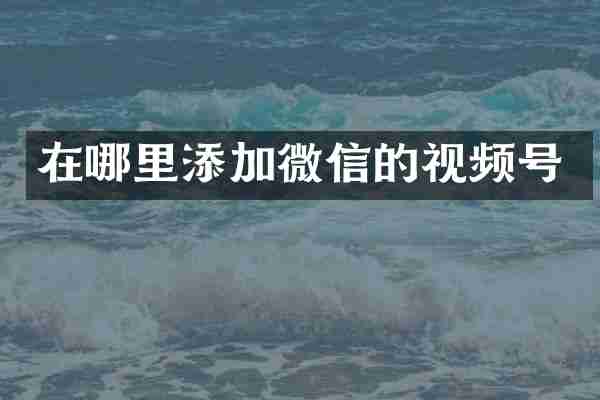 在哪里添加微信的视频号