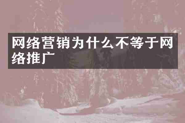 网络营销为什么不等于网络推广