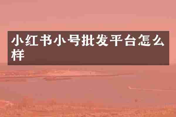 小红书小号批发平台怎么样