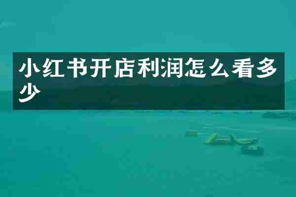 小红书开店利润怎么看多少
