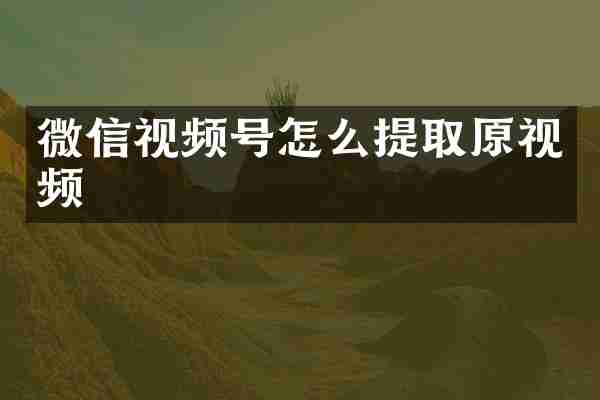 微信视频号怎么提取原视频